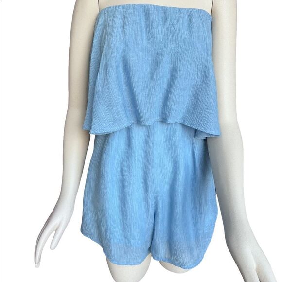 Morrisday the Label Light Blue StraplessTextured Playsuit Romper NWT - Picture 5 of 15